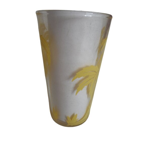 Lot of 6 Vintage Hazel Atlas Yellow Palm Tree 3.5" Juice Glasses Swanky Swigs - Picture 3 of 6